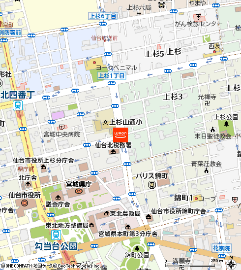 イオンエクスプレス仙台上杉三丁目店付近の地図